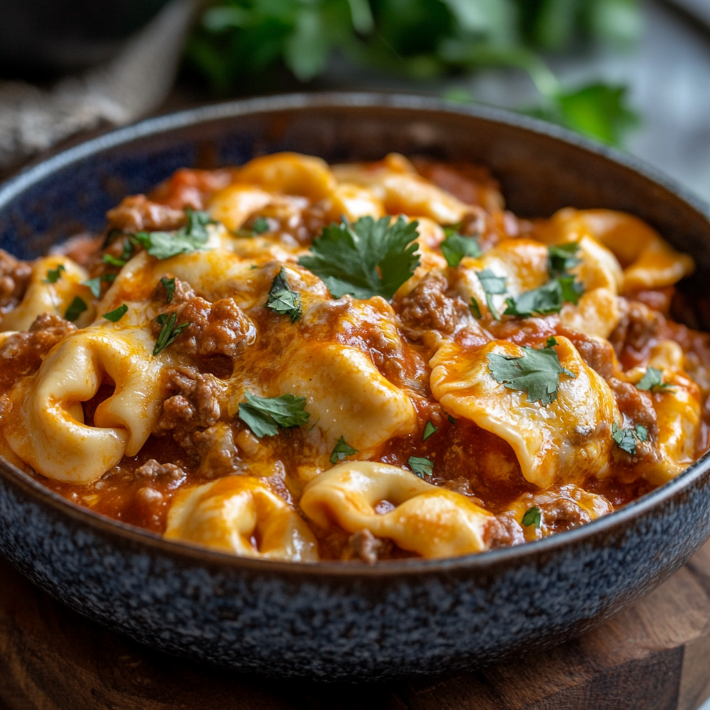 Cheesy Beef Enchilada Tortellini