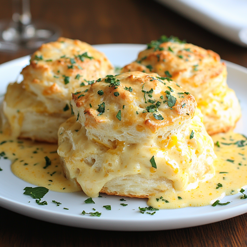CRAB STUFFED CHEDDAR BAY BISCUITS WITH LEMON BUTTER SAUCE